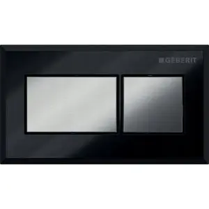 Flush button GEBERIT Sigma 12 cm pneumatic dual flush, geometric shape, recessed, black