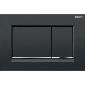 Flush plate GEBERIT 115.883.KM.1 – dual-colour Black/Chrome, 246×164×12 mm
