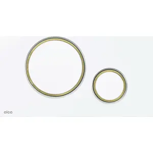 Кнопка слива M775 / THIN / No name — панель двойного слива, глянцевый белый и золотой