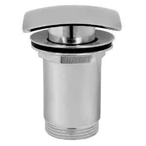 Ferro automatic click-clack waste Quadro 5/4" large square brushed nickel S284