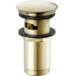 Toilet click-clack drain stopper CERSANIT S951-702, universal automatic push-button, matte gold