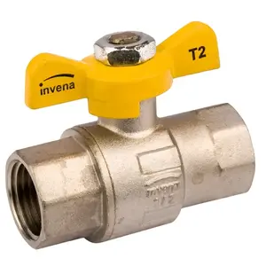 Газовый запорный кран INVENA GZ-20-015 с бабочковым вентилем, внутренняя резьба 1/2" (внутренняя/внутренняя)