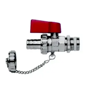 Шаровый сливной кран INVENA ZW-62-015 GZ 1/2" с штуцером для шланга и заглушкой