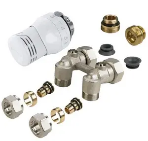 Angle Thermostatic Radiator Valve Set Comap RK1001001 — 1/2" and 3/4" connection options