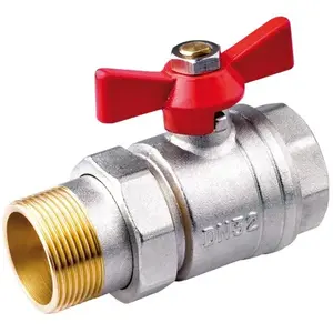 Шаровый водяной клапан Perfexim WZ DN32 со штуцером и усиленным мотыльком PHA-005/SM G1 1/4 PN30 DN32
