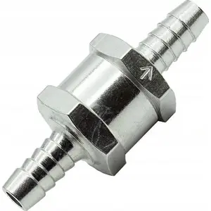 Fuel Check Valve Silver EX030, 6 mm inlet/outlet, metal construction