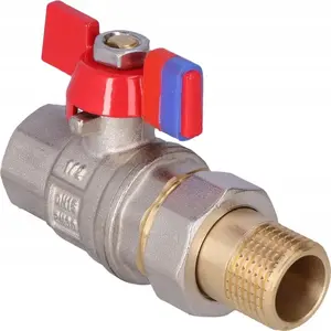 Кран шаровой FERRO KFPS1 1/2" для воды, фитинг с накидной гайкой, винтовое крепление