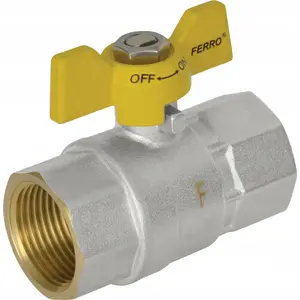 Gas ball valve FERRO G18 1/2" female-female with butterfly handle (MPN KGMS1)