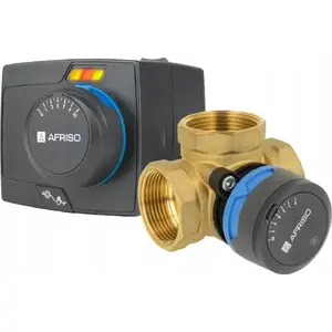 Mixing 3-way rotary valve Afriso ARV 385 Vario ProClick with ARM 343 ProClick, DN32, Rp1 1/4", Kvs 7.5–19