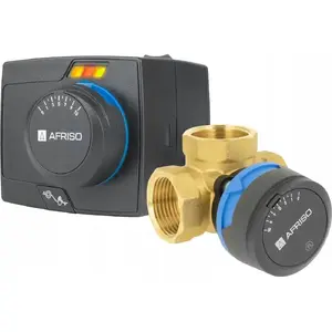 Three-way rotary mixing valve Afriso ARV 384 Vario ProClick with actuator ARM 343 ProClick, DN25, Rp1", Kvs 4.5–12