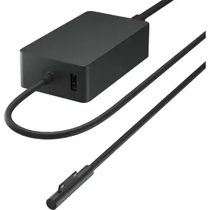 Microsoft Surface barošanas bloks 65W piezīmju datoram un planšetei, AC iekštelpām, kabelis 1.7 m, 1× USB‑A, melns