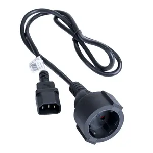 Barošanas kabelis Akyga AK-PC-13A, 1 m, C14 ligzda — CEE7/3, 250 V 10 A, melns