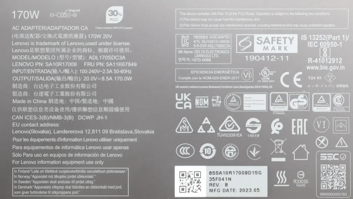 Lenovo 5A11K67849 170 Вт адаптер для ноутбука Photo 8