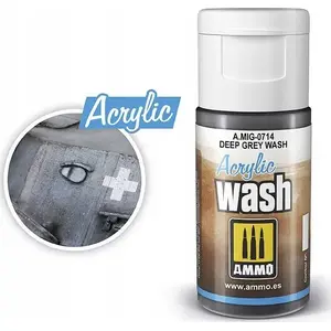 Akriliskā mazgāšanas krāsa VALLEJO Ammo Deep Grey Wash — akrila mazgātājs miniātūrām un modeļiem