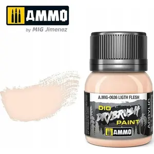 Krāsa: VALLEJO Ammo DIO Drybrush Light Flesh — akrila krāsa sausai otiņai modeļiem