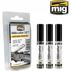 Krāsu komplekts VALLEJO Vallejo Ammo Oilbrusher Set - Bare Metal Colors Set