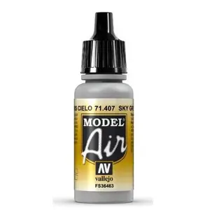 Akrila krāsa VALLEJO 71.407 Sky Grey 17 ml, pelēka, pudele ar dozatoru