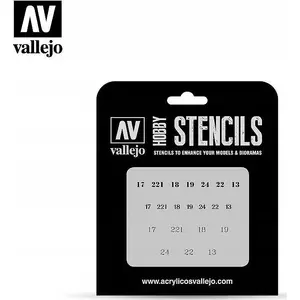 Stencil set VALLEJO Stencils - Soviet Numbers WWII for scale modeling and painting masks