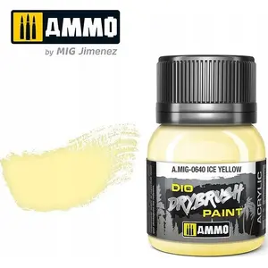 VALLEJO DIO Drybrush Ice Yellow krāsa sausai otai — modeļu efektu un izcelšanas krāsa