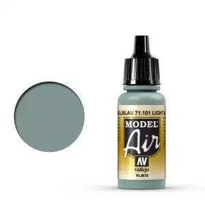 Akrila krāsa pudelītē VALLEJO 71.101 17 ml — melns/pelēks (Light Blue RLM78)
