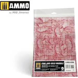 VALLEJO Pink and Gold Marble Square Die-Cut Tiles (2) – decorative marble-effect hobby tiles