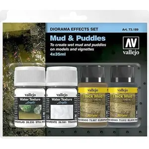 Krāsu komplekts VALLEJO Diorama Effects Set Mud & Puddles 4 x 35 ml