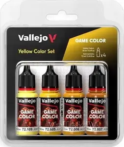 Krāsu komplekts VALLEJO Game Color Yellow Color Set 4 x 18 ml — akrila krāsas miniatūrām