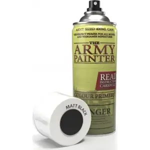 Грунтовка-спрей Army Painter Colour Primer Matt Black (2022) — матовая чёрная основа для миниатюр