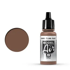 Akrila krāsa VALLEJO 71.069 brūna (Rust, metāliska) 17 ml pudelīte