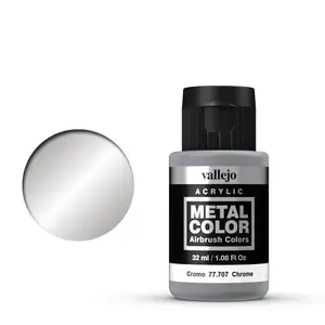 Acrylic paint VALLEJO Metal Color 32 ml — Grey (Chrome) in bottle