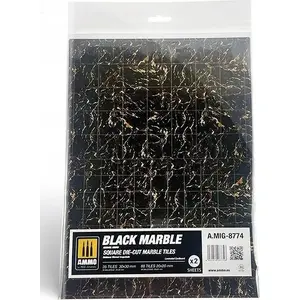 VALLEJO Black Marble Square Die-Cut Marble Tiles (2) - hobby basing material