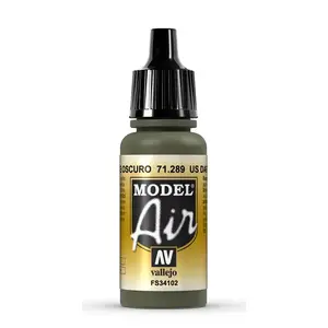 Akrila krāsa VALLEJO 71.289 US Dark Green, 17 ml pudele ar dozatoru