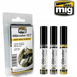 Krāsu komplekts VALLEJO Vallejo Ammo Oilbrusher Set - Bright Metal Colors Set