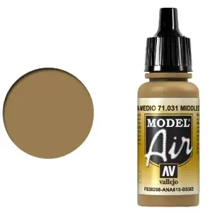Akrila modeles krāsa VALLEJO Model Air Middlestone 17 ml, brūna (Middle Stone), pudele