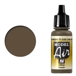 Akrila modelēšanas krāsa VALLEJO Model Air Camo Medium Brown 17 ml pudele