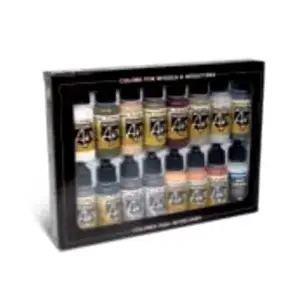 Acrylic Model Paint Vallejo Building Colors — Black/Brown/Grey/Red/White, Matte, 17 ml bottle