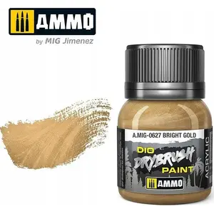 Krāsa VALLEJO Ammo DIO Drybrush Bright Gold – metāliska sausa otas krāsa miniatūrām un dioramām