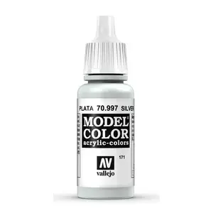 Akrila krāsa VALLEJO 70.997 Sudraba 17 ml pudelīte ar metālisku pārklājumu