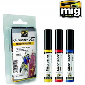 Krāsu komplekts VALLEJO Vallejo Ammo Oilbrusher Set - Basic Colors Set mākslīgām eļļas birstēm