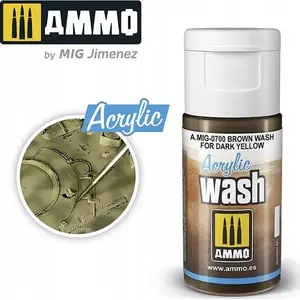 Akriļa mazgāšanas līdzeklis VALLEJO Ammo Brown Wash priekš Dark Yellow — 17 ml