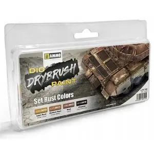 Paint set Ammo DIO Drybrush Paint — Rust Colors, model 2018965, assortment of rust-toned drybrush acrylics