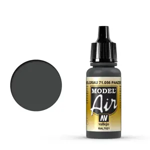 Akrila krāsa VALLEJO 71.056 Panzer Dark Gray 17 ml pudele (melns/pelēks)