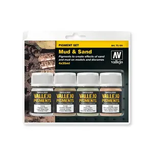 Krāsu komplekts VALLEJO Vallejo Mud & Sand — 4 gab., brūns un pelēks modelēšanai