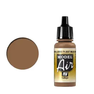 Akrila modeļu krāsa VALLEJO Model Air Mud Brown 17 ml pudelīte