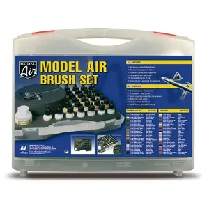 Airbrush kit VALLEJO Model Air Basic Colors & Airbrush — stainless steel, gravity feed, 1 pc