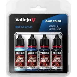 Krāsu komplekts VALLEJO Game Color Blue Color Set 4 x 18 ml — ūdens bāzes akrila krāsas miniatuŗām