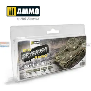 Akriļa sausās otiņas krāsu komplekts VALLEJO Ammo DIO — zaļie toņi