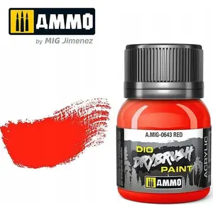 Krāsa Vallejo Ammo DIO Drybrush Red — akrila drybrush krāsa modeļiem un miniatūrām