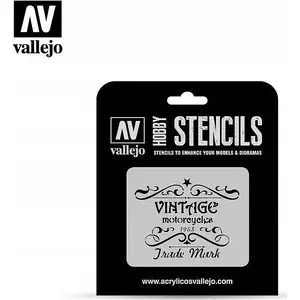 Stencil set VALLEJO Stencils - Vintage Motorcycles Sign, template for scale models and dioramas