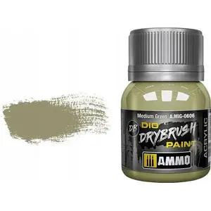Краска Vallejo Ammo DIO Drybrush Medium Green – акрил для сухой кисти, миниатюры и диорамы